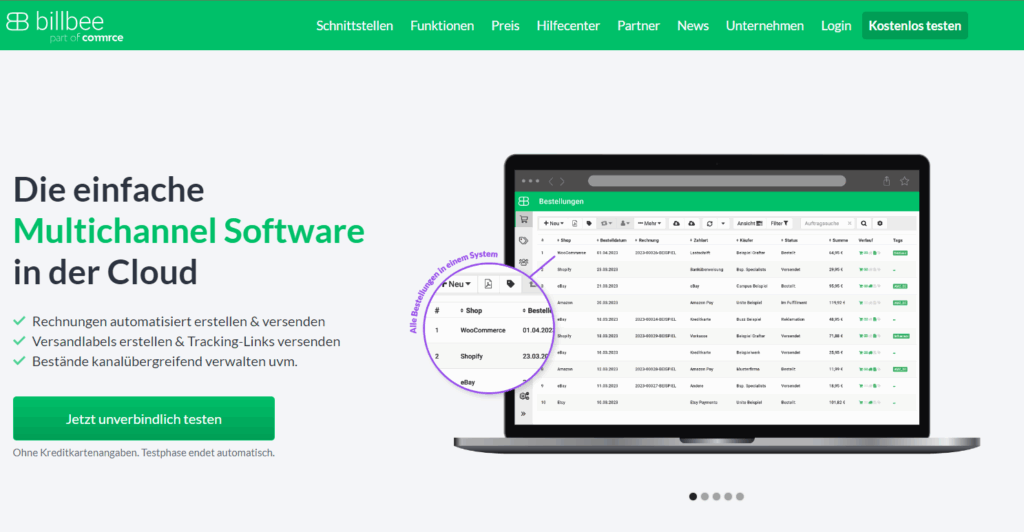 BillBee Warenwirtschaft für Shopify im Vergleich