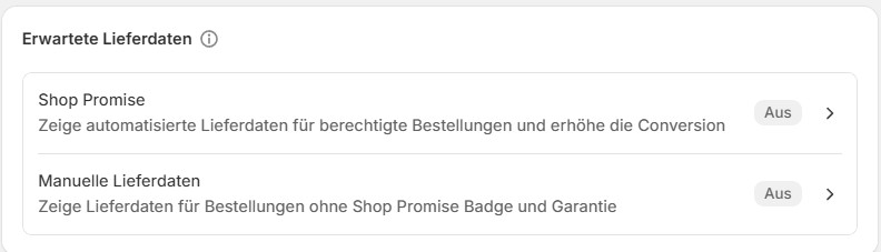Erwartete Lieferdaten Übersicht
