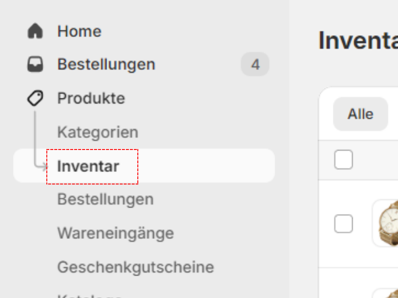 Inventar in Shopify mit CSV importieren.