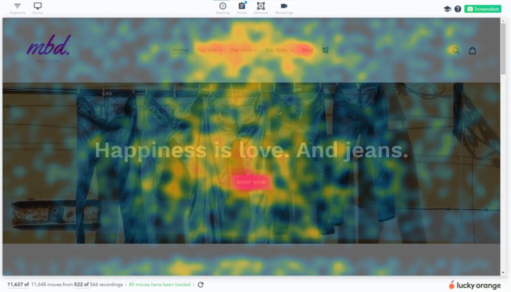 Lucky Orange Heatmap Shopify App