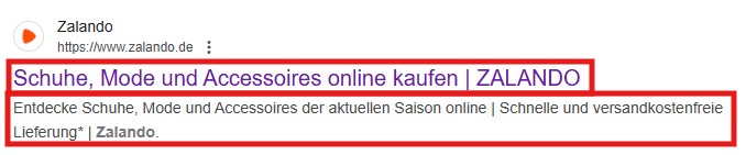 Beispiel eines Meta-Titels und einer Meta-Beschreibung