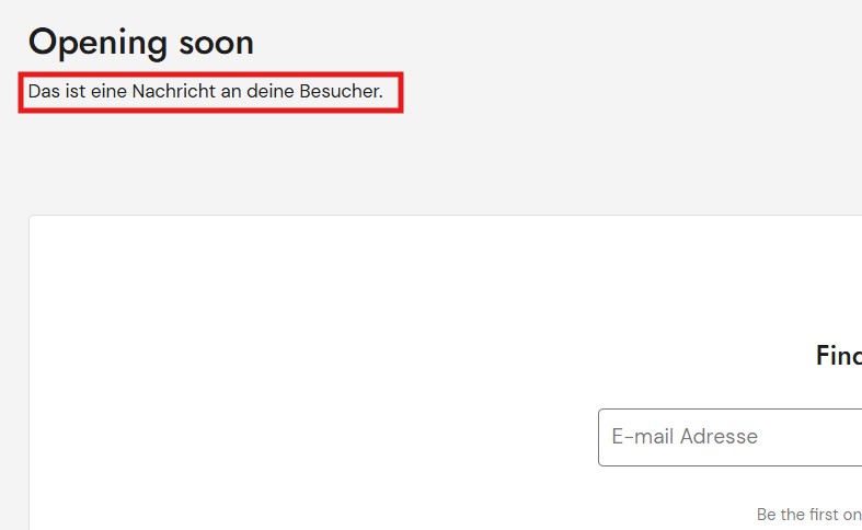 Nachricht auf der Passwortseite einstellen.