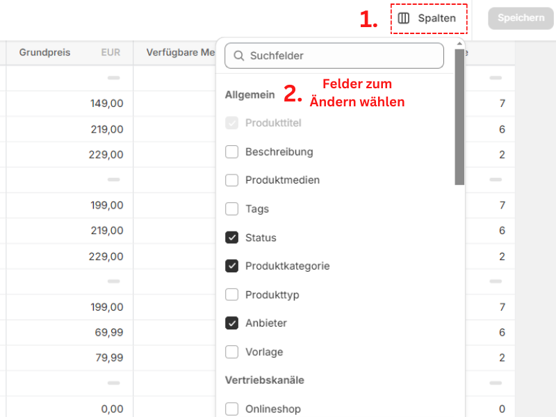 Produktinformationen im Bulk-Verfahren ändern