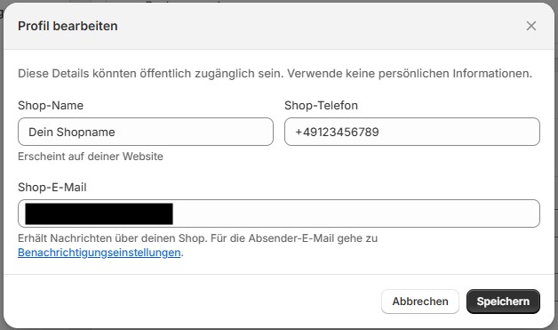 Shopname in Shopify ändern