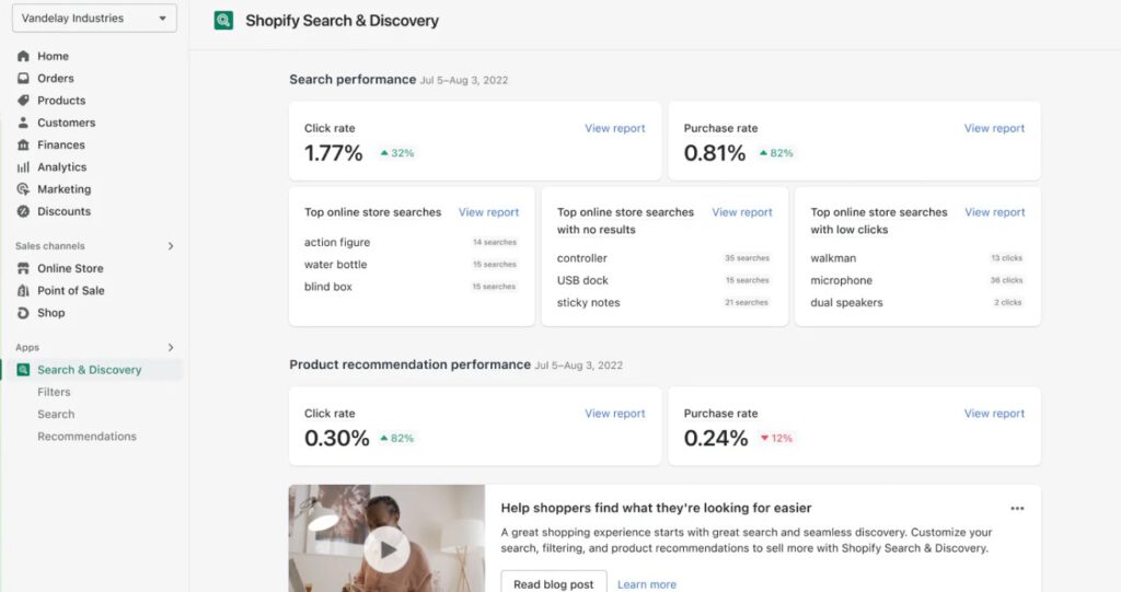 App zum Optimieren von Suche und Filter