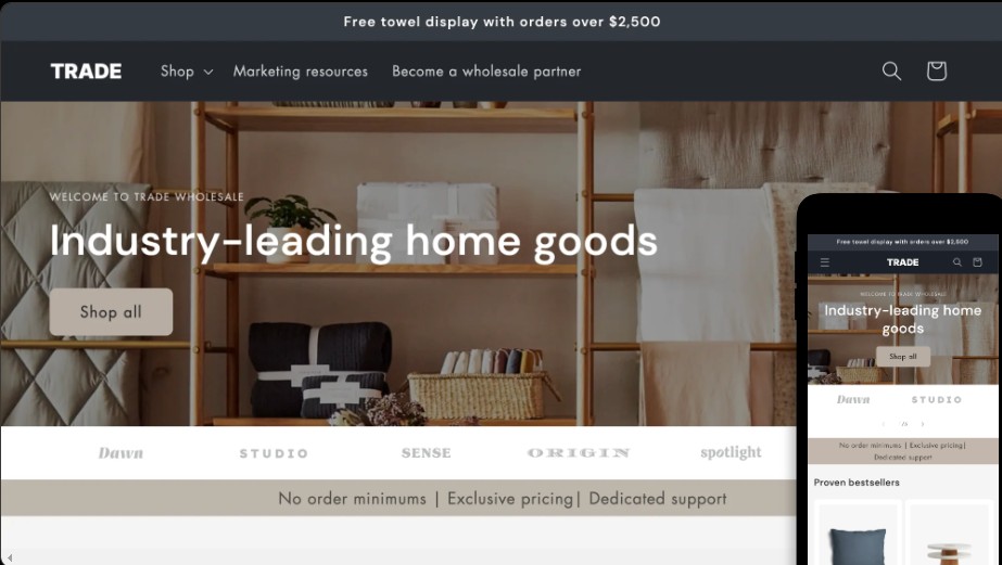 Trade Shopify Theme kostenlos.