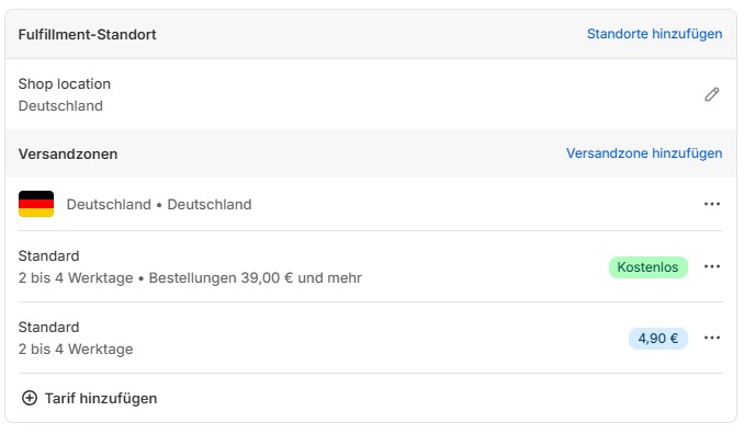 Versandprofil Beispiel 1