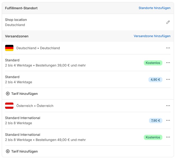 Versandprofil Beispiel 2