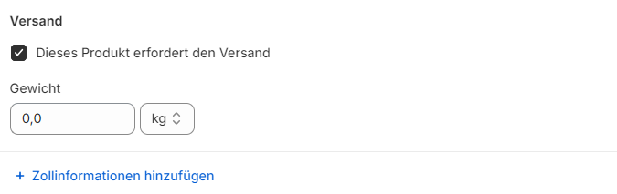 Konfiguration des Versands auf Produktebene