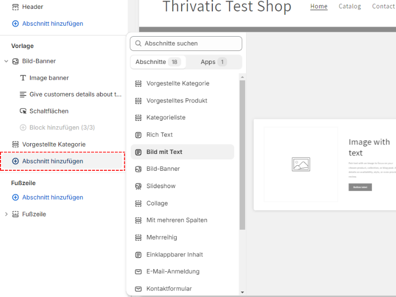 Neuen Abschnitt hinzufügen