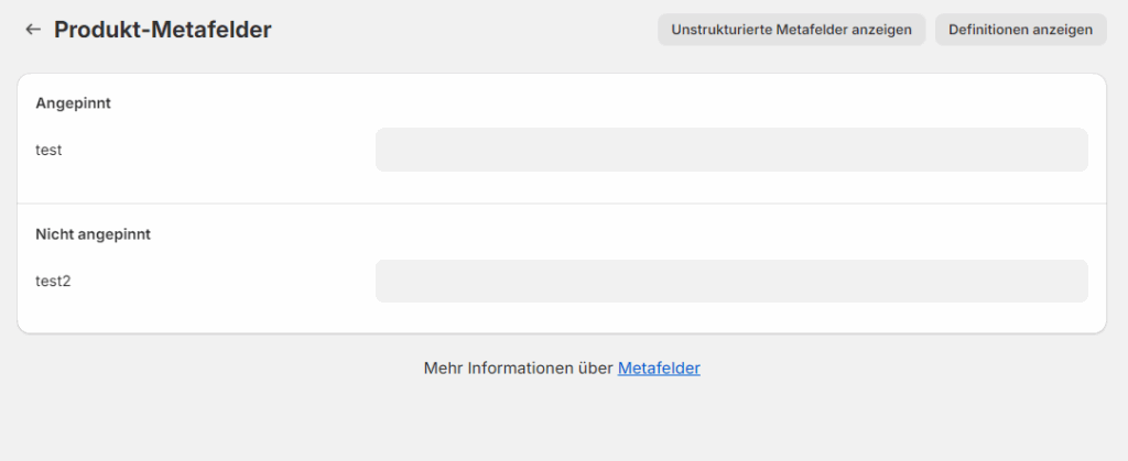 Alle Metafelder ansehen