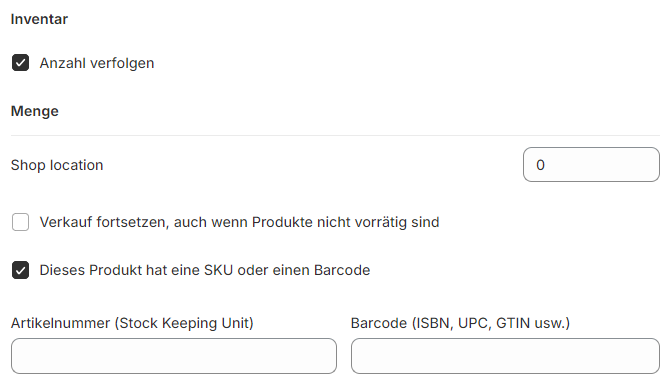 Inventar konfigurieren