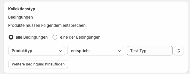 Produkttyp festlegen - Automatisierte Kategorie Shopify