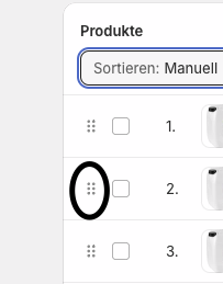 Manuelle Produktsortierung in Shopify