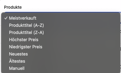 Sortierreihenfolge auswählen