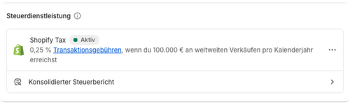 Shopify Steuerdienstleistung - Shopify Tax