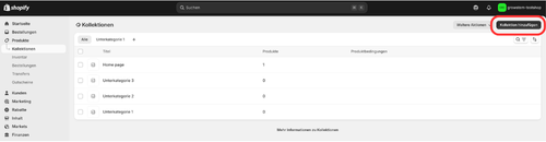 Collection bzw. Kategorien in Shopify erstellen
